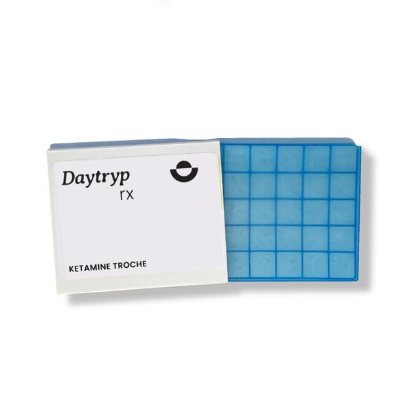 Square-shaped Ketamine 200 mg troche designed to dissolve in the mouth for fast-acting relief from depression, anxiety, PTSD, and pain